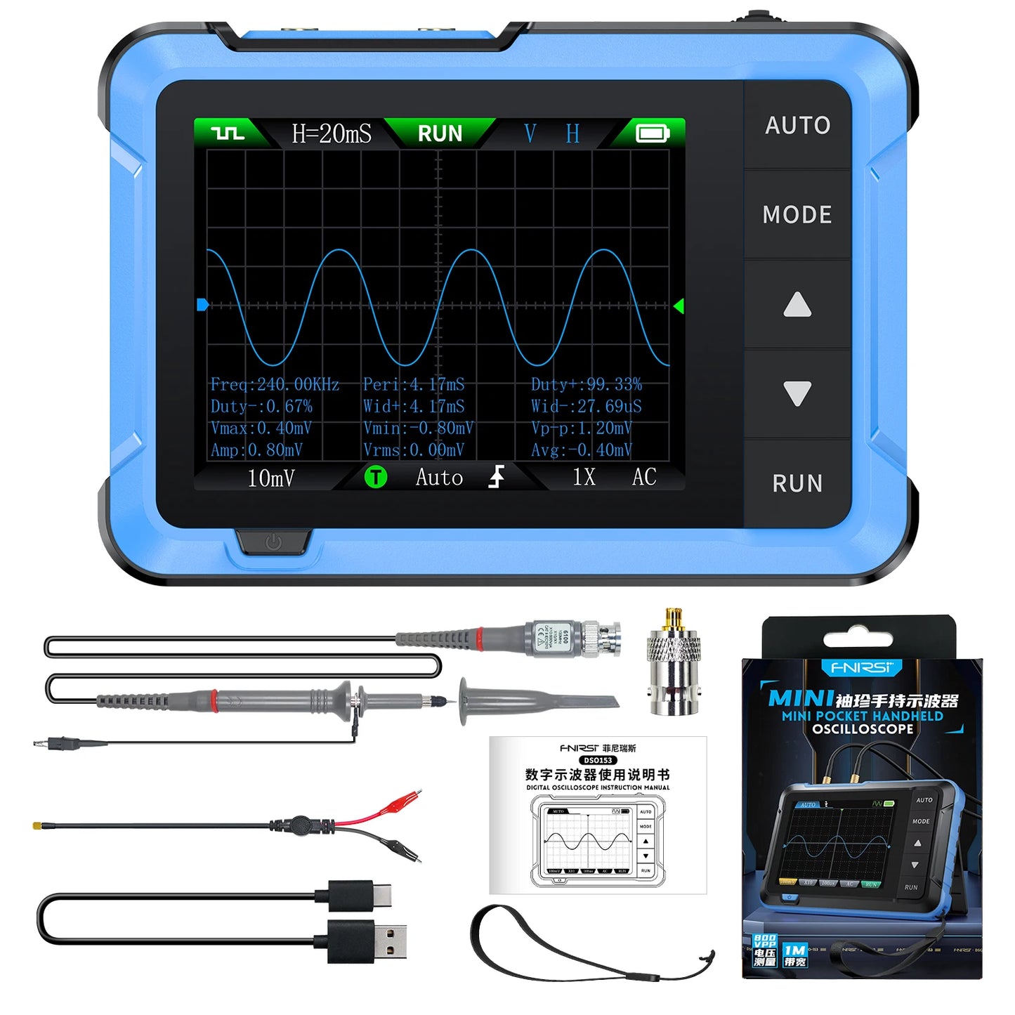 FNIRSI DSO510 Mini Handheld Digital Oscilloscope 2-in-1 Electronic Tester