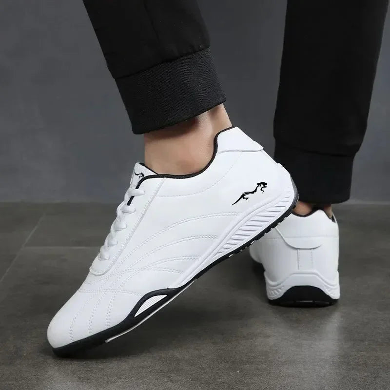 Men's Leather Casual Walking Shoes Lace-Up Sneakers