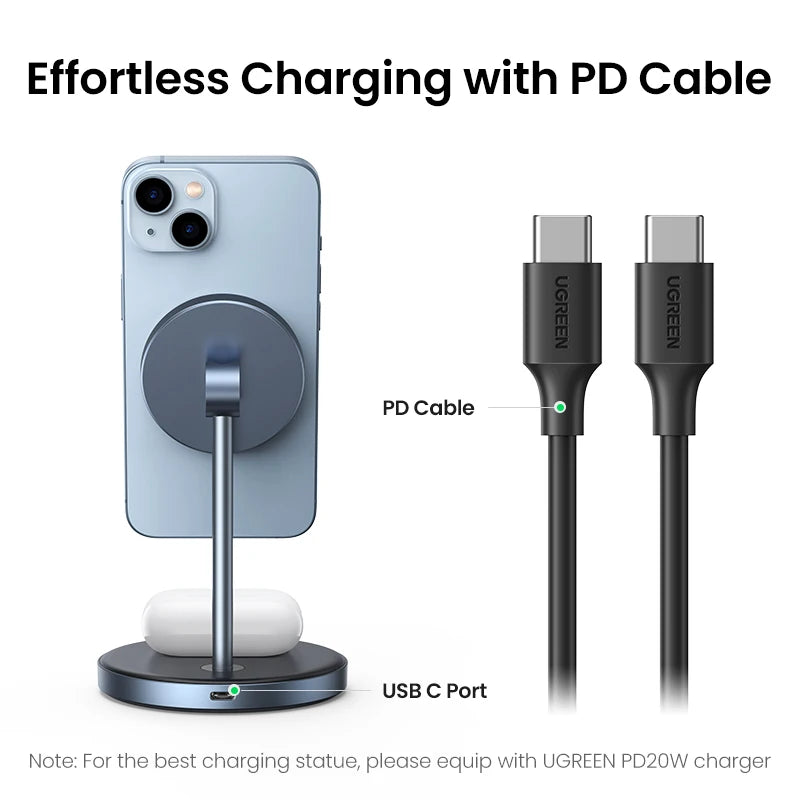 UGREEN Qi2 2-in-1 Magnetic Wireless Charging Stand