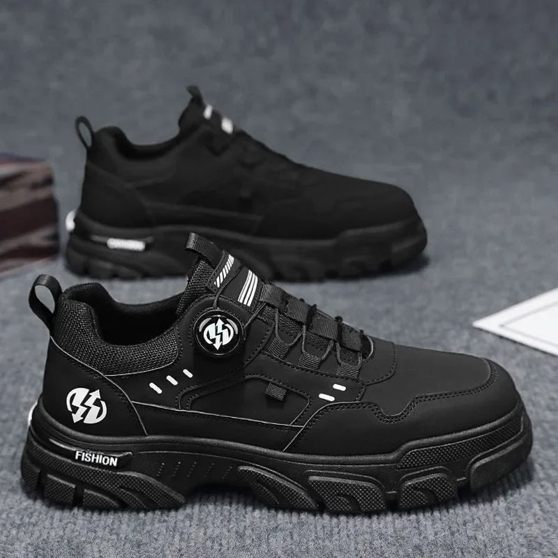 Men's Casual Leather Sneakers Comfortable Platform Shoes