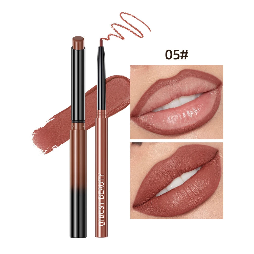 QIBEST Matte Nude Lip Liner Pencil Long-Lasting Lip Makeup