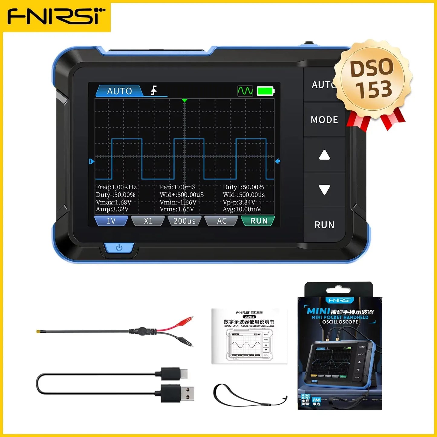 FNIRSI DSO510 Mini Handheld Digital Oscilloscope 2-in-1 Electronic Tester