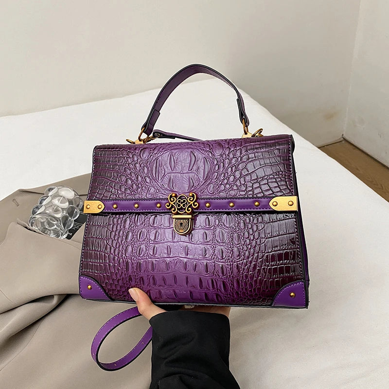 Luxury Purple PU Crossbody Bag