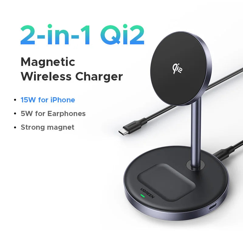 UGREEN Qi2 2-in-1 Magnetic Wireless Charging Stand