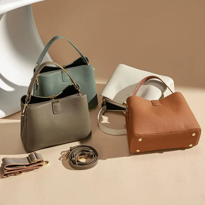 Women’s Retro Soft Leather Bucket Bag