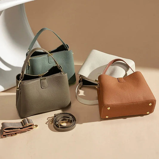 Women’s Retro Soft Leather Bucket Bag