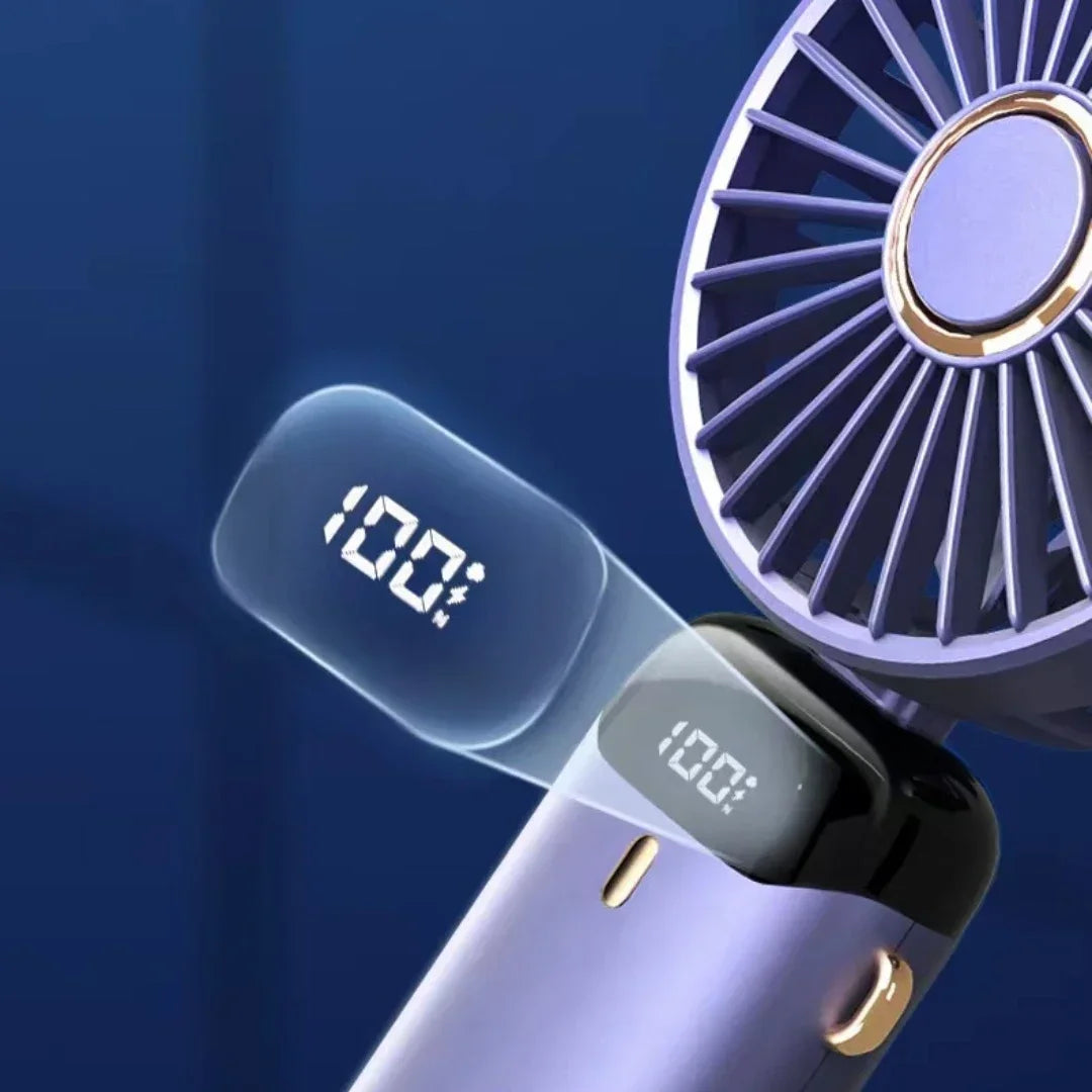 Portable Rechargeable Mini Fan with LED Display &  Speed Control
