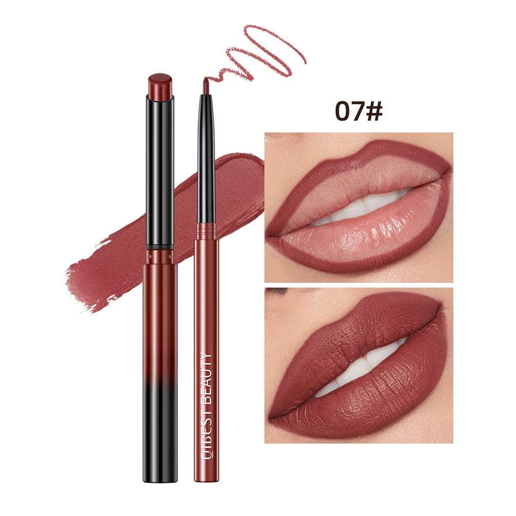 QIBEST Matte Nude Lip Liner Pencil Long-Lasting Lip Makeup