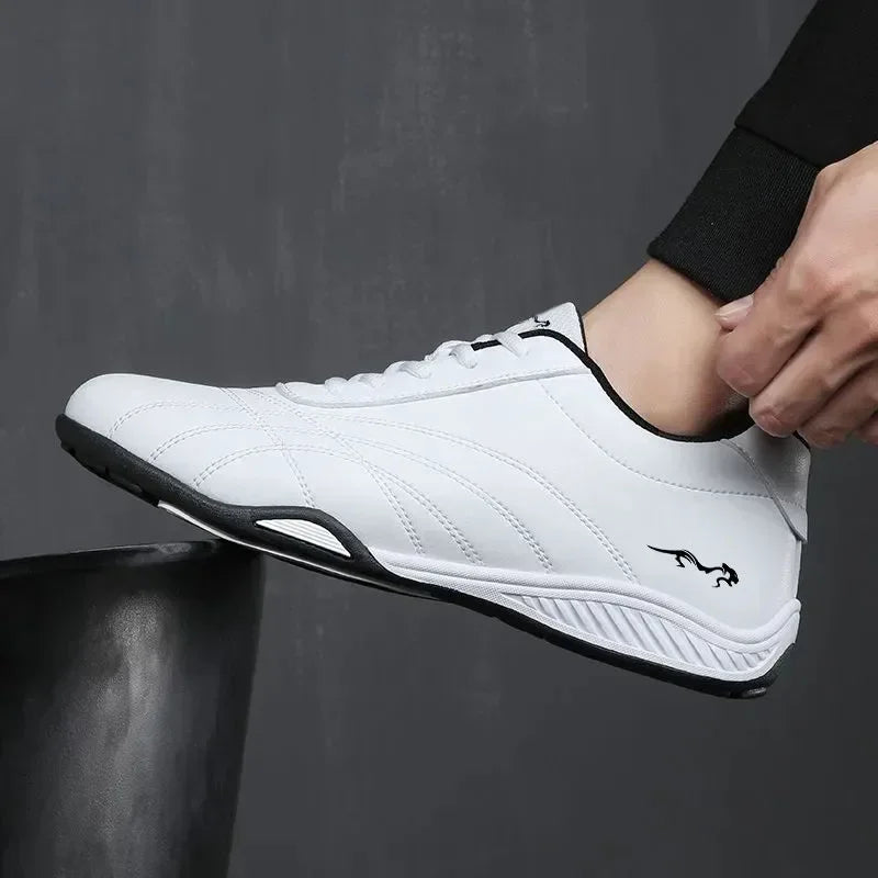 Men's Leather Casual Walking Shoes Lace-Up Sneakers