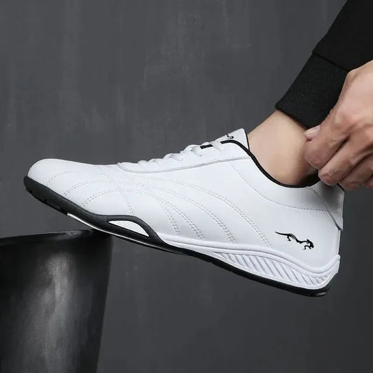 Men's Leather Casual Walking Shoes Lace-Up Sneakers