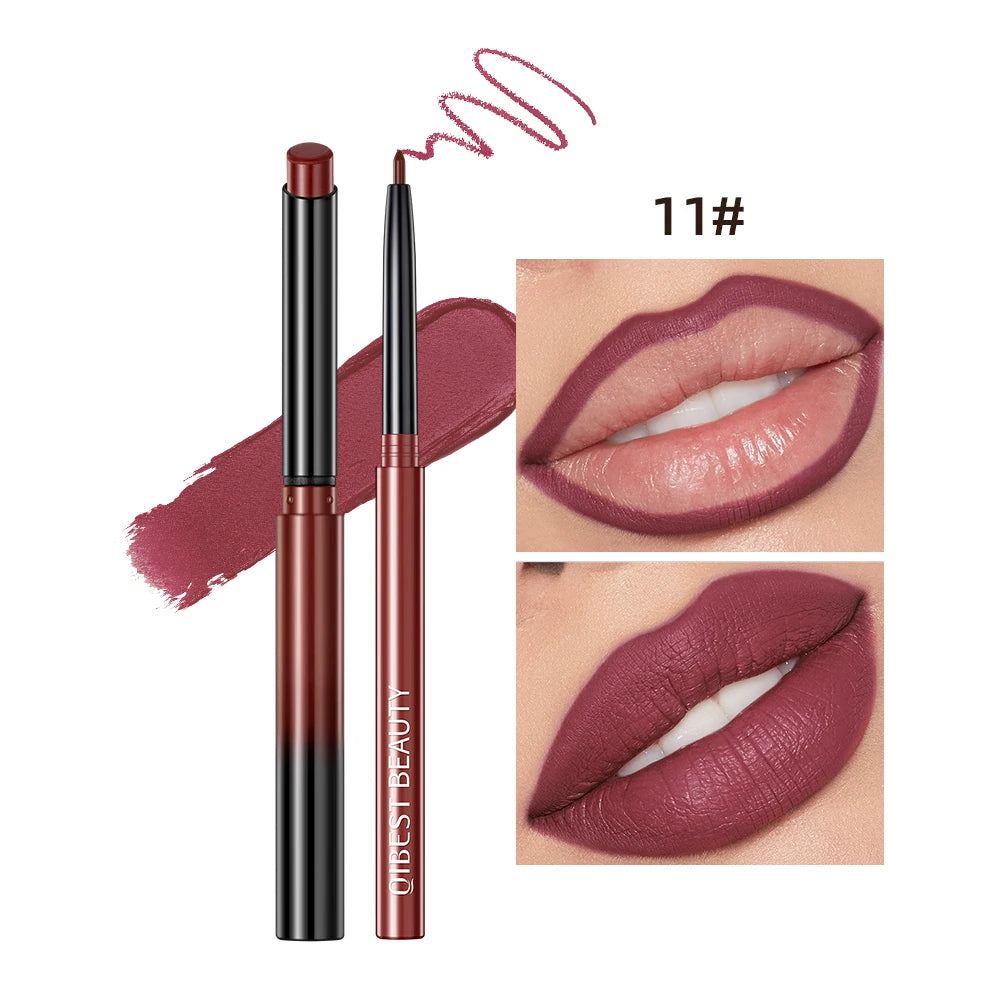 QIBEST Matte Nude Lip Liner Pencil Long-Lasting Lip Makeup