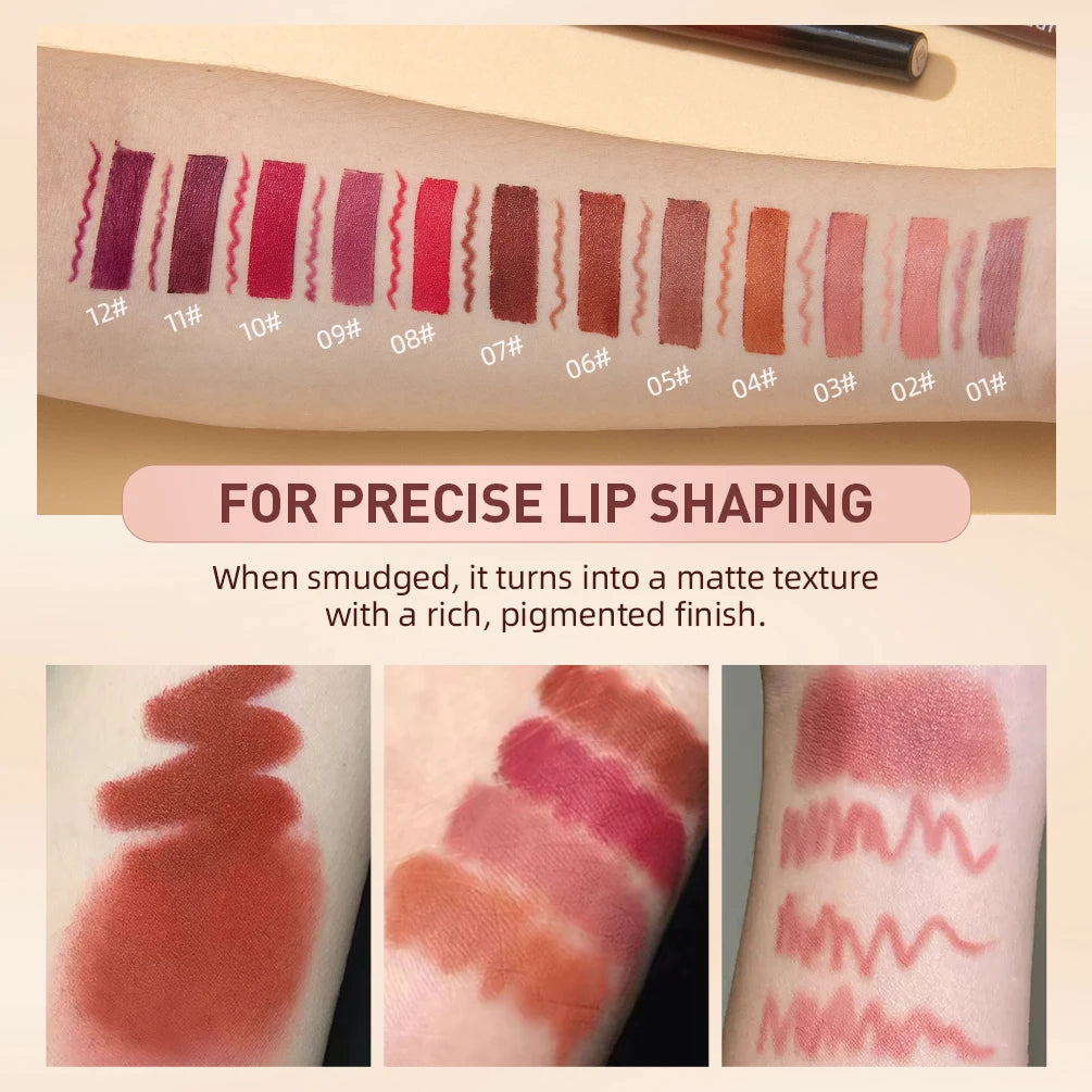 QIBEST Matte Nude Lip Liner Pencil Long-Lasting Lip Makeup