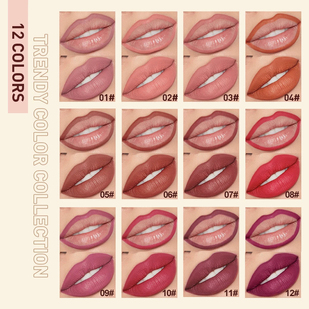 QIBEST Matte Nude Lip Liner Pencil Long-Lasting Lip Makeup