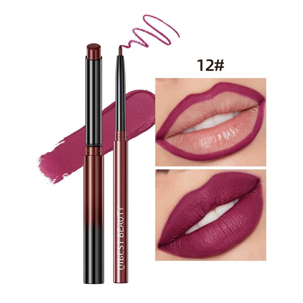 QIBEST Matte Nude Lip Liner Pencil Long-Lasting Lip Makeup