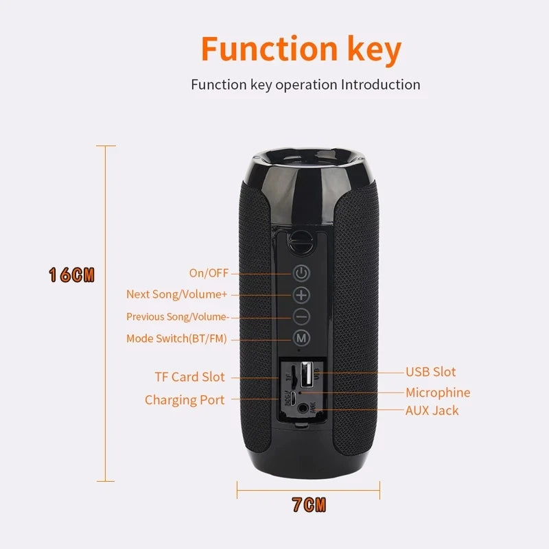 Wireless Portable Bluetooth Speaker with FM Radio & Deep Bass Sound