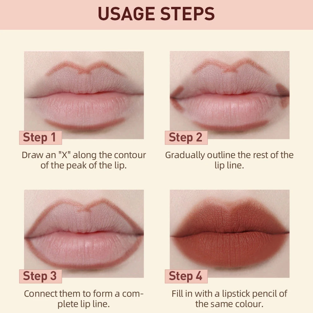 QIBEST Matte Nude Lip Liner Pencil Long-Lasting Lip Makeup