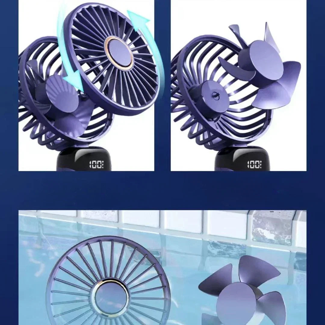 Portable Rechargeable Mini Fan with LED Display &  Speed Control