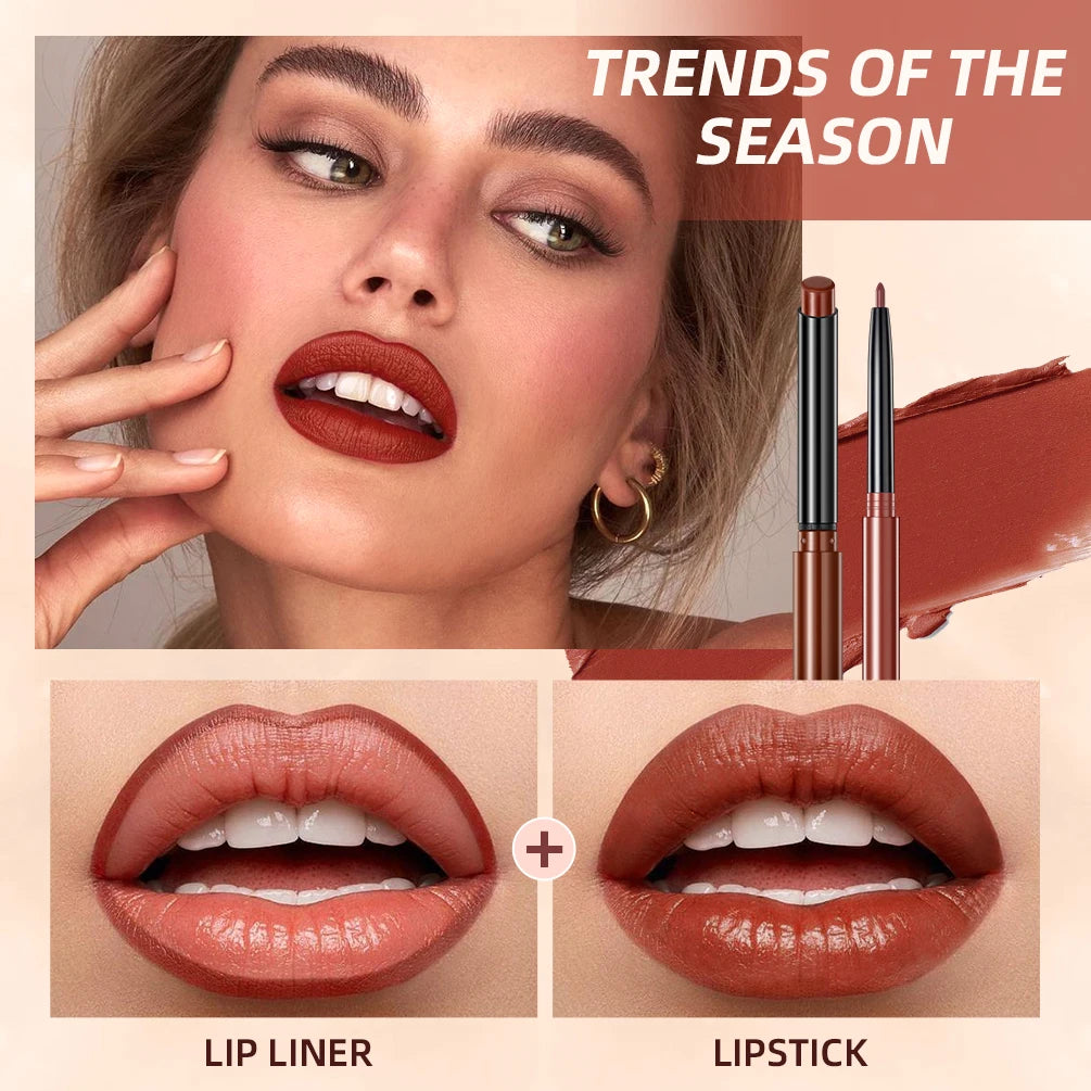 QIBEST Matte Nude Lip Liner Pencil Long-Lasting Lip Makeup