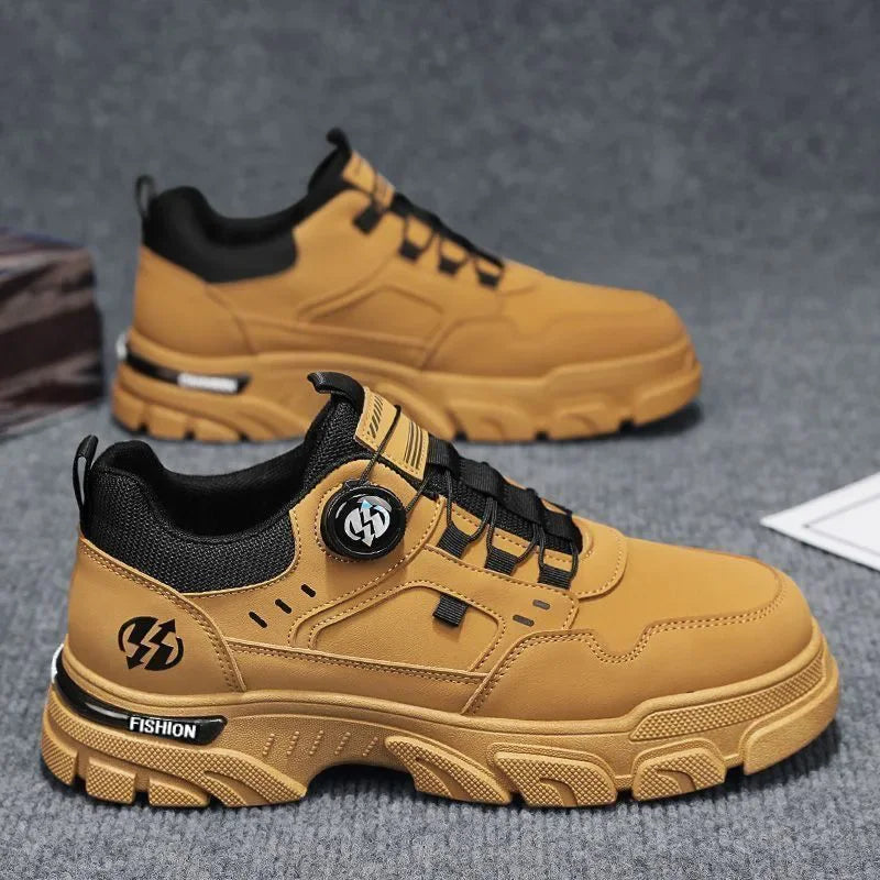 Men's Casual Leather Sneakers Comfortable Platform Shoes