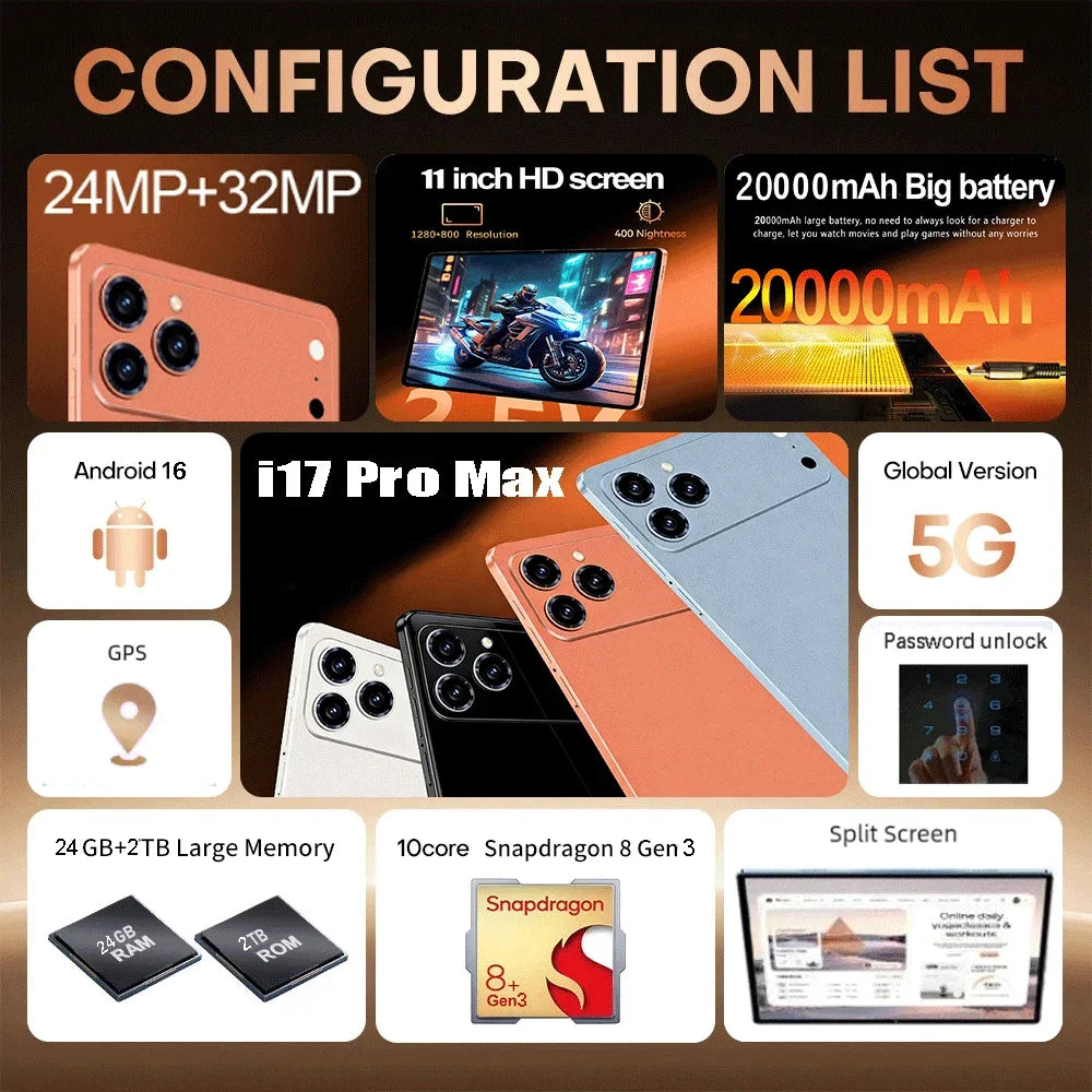 11-Inch Android 16 5G Tablet PC