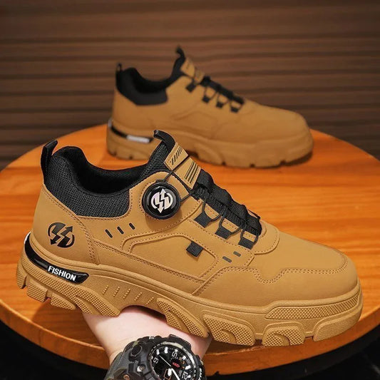 Men's Casual Leather Sneakers Comfortable Platform Shoes