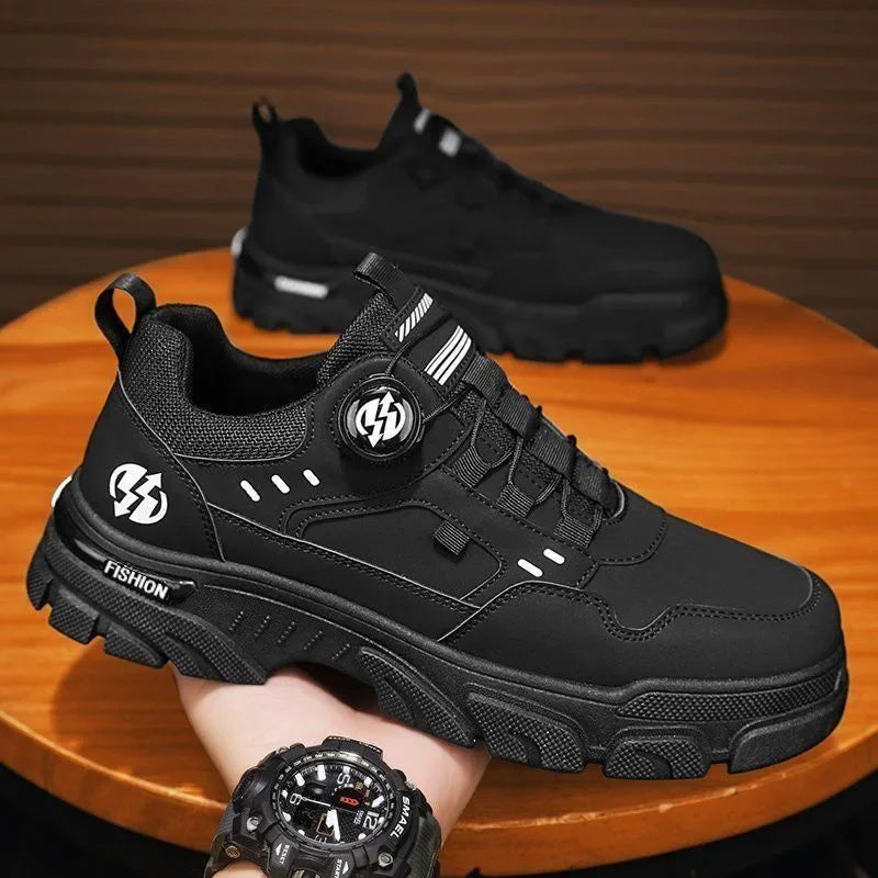 Men's Casual Leather Sneakers Comfortable Platform Shoes