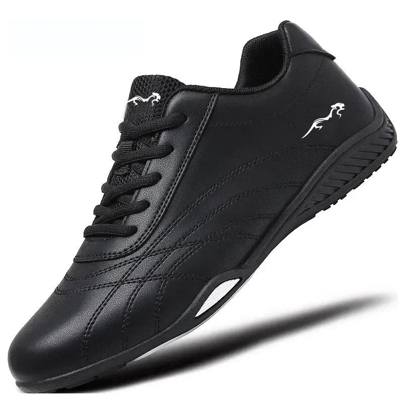 Men's Leather Casual Walking Shoes Lace-Up Sneakers