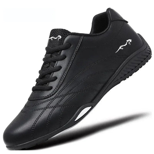 Men's Leather Casual Walking Shoes Lace-Up Sneakers
