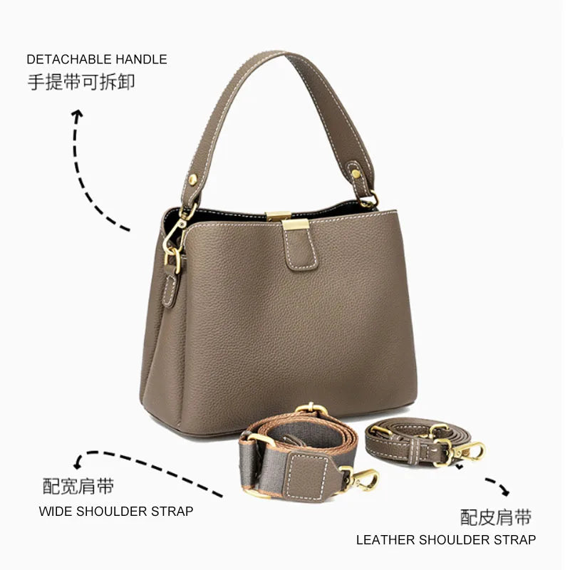Women’s Retro Soft Leather Bucket Bag