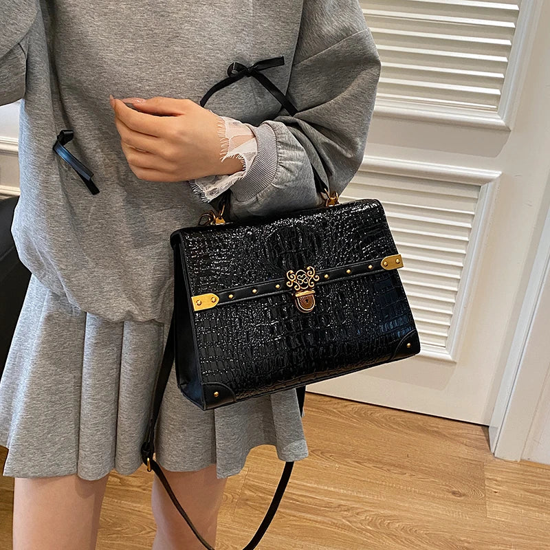 Luxury Purple PU Crossbody Bag