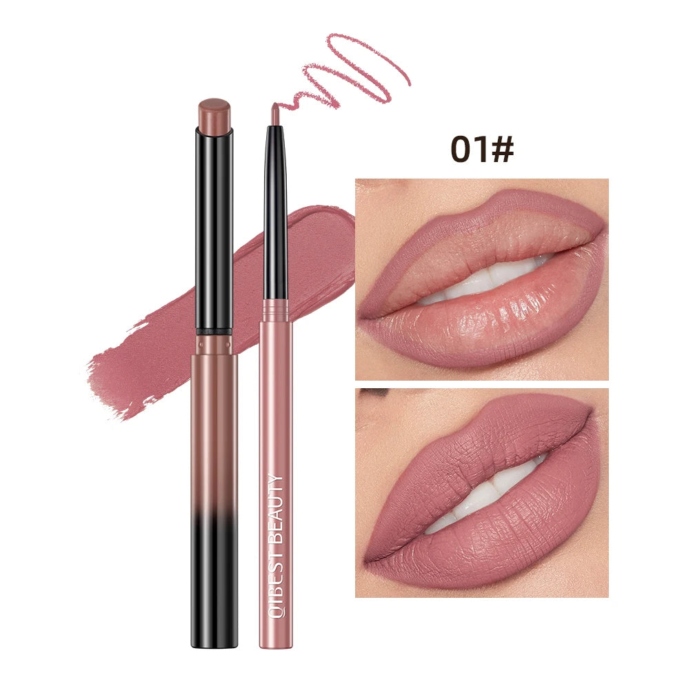 QIBEST Matte Nude Lip Liner Pencil Long-Lasting Lip Makeup