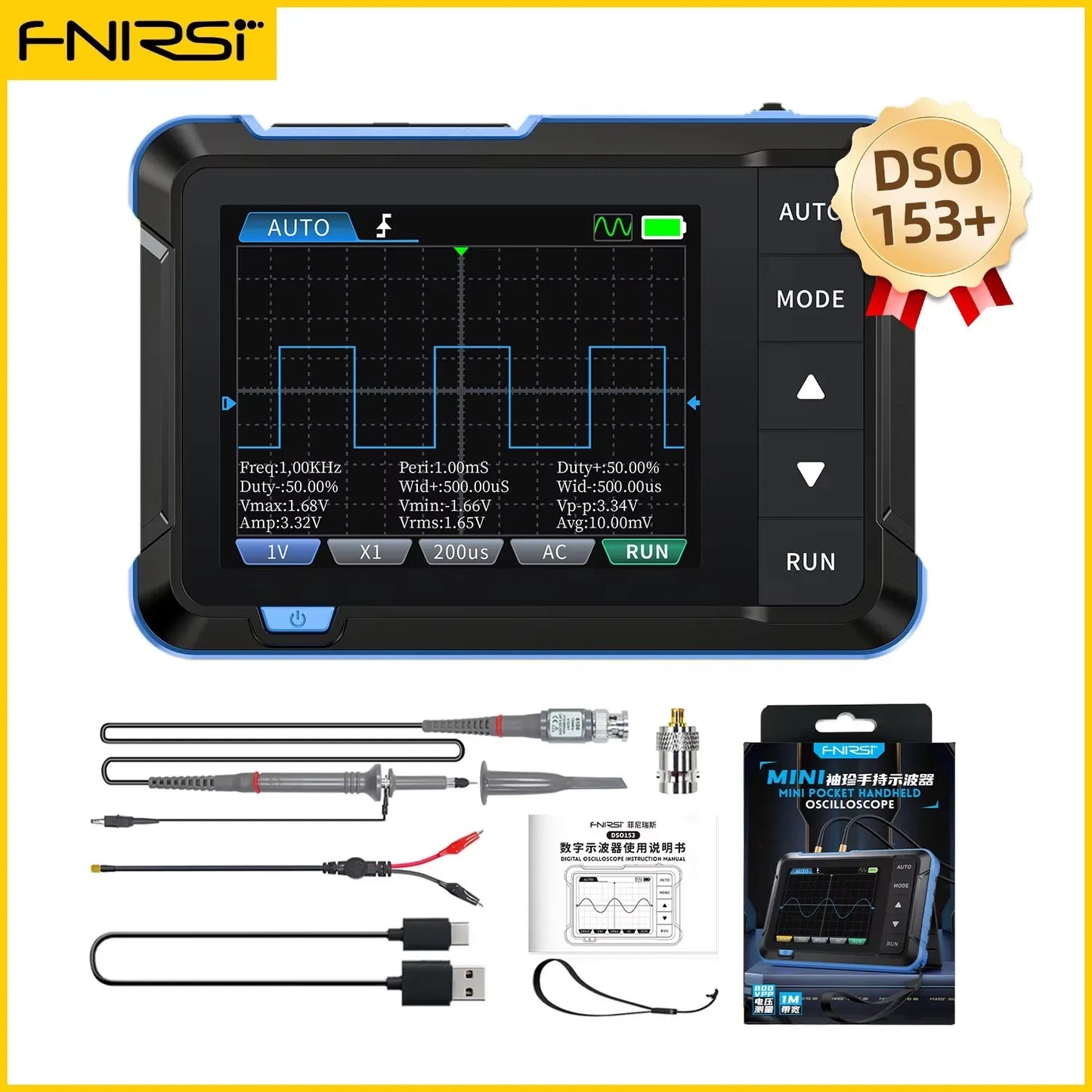 FNIRSI DSO510 Mini Handheld Digital Oscilloscope 2-in-1 Electronic Tester