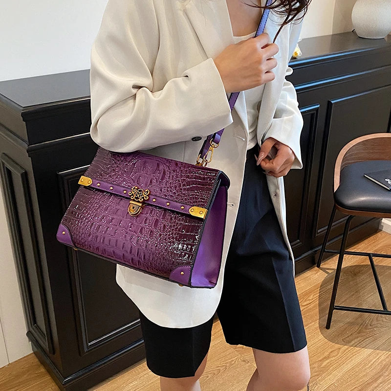 Luxury Purple PU Crossbody Bag