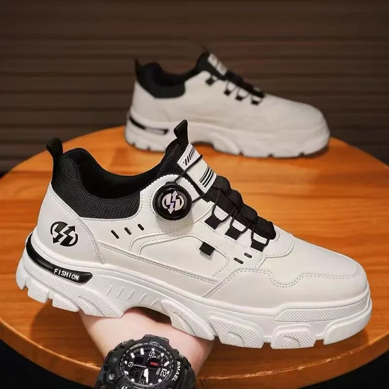 Men's Casual Leather Sneakers Comfortable Platform Shoes