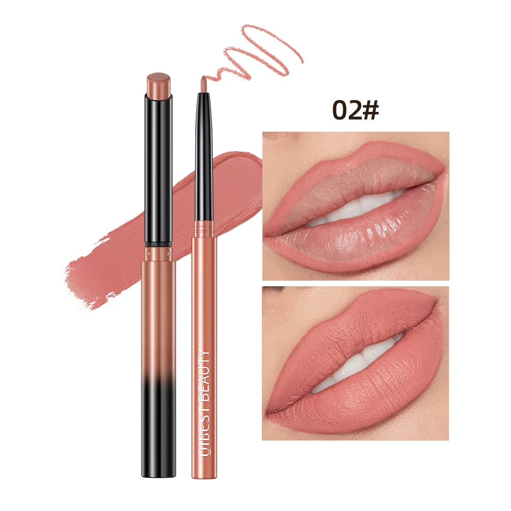 QIBEST Matte Nude Lip Liner Pencil Long-Lasting Lip Makeup