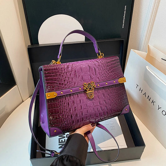 Luxury Purple PU Crossbody Bag