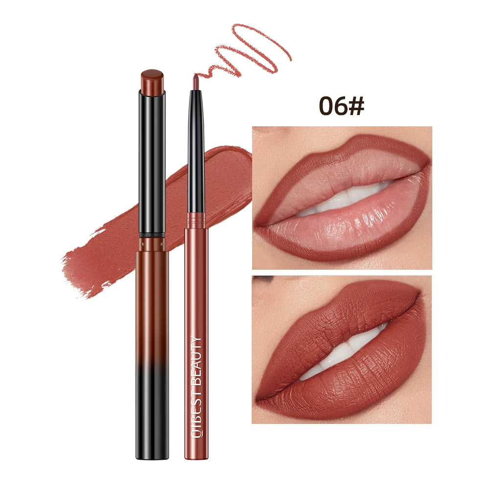 QIBEST Matte Nude Lip Liner Pencil Long-Lasting Lip Makeup
