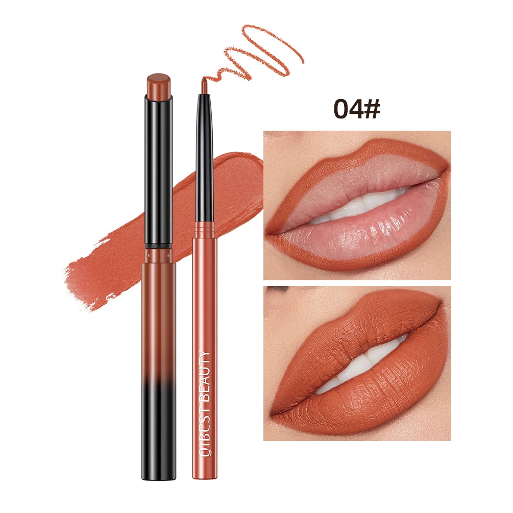 QIBEST Matte Nude Lip Liner Pencil Long-Lasting Lip Makeup