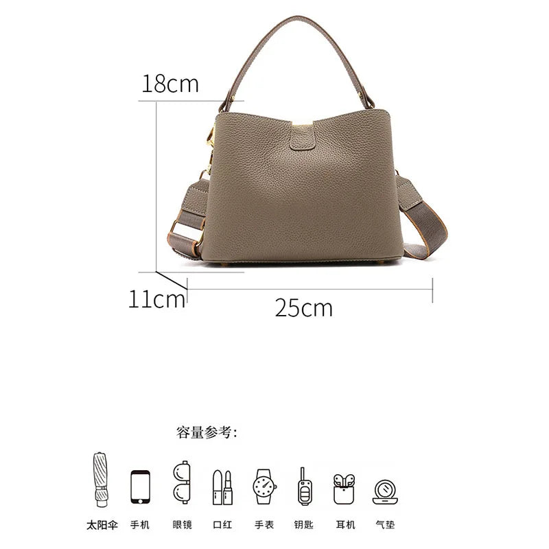 Women’s Retro Soft Leather Bucket Bag